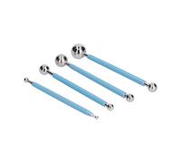 BAFOVY 4Pcs Baking Tool Set Stainless Steel Ball Sculpting Tool with Silicone Handle, 8 Sizes Fondant Decorating for DIY Cake Decoration Clay Pottery Baking Beginners (Set of 4 ziplock Bags)