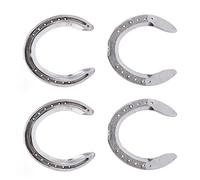 BAFOVY 4pcs Horseshoes Aluminum Alloy Metal Horseshoes Light Weight Front and Rear Set with Nail Ready Design for Racecourse Farm Horses Needing Replacement on Hard Ground (Type 5(8.3 X 8.3 X .5in))