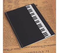 BAFOVY 50 Pages Music Manuscript Notebook for Song Writers, Black Note Stave Notebook with Yellow Bear Handy Stave (Black piano pattern)