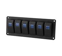 BAFOVY 6 Gang LED Rocker Switch Panel 12V-24V Aluminum Marine Switch Panel for Cars RVs Boats with Label Stickers (Blue)