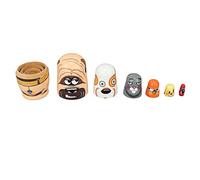 BAFOVY 6PCS Dog Nesting Dolls Wooden Handmade Russian Nesting Doll Toy 5.7 X 2.8in Cute Animal Patterns Decorative Storage Display for Kids Home Bedroom Christmas Birthday