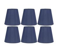 BAFOVY 6PCS Small Lamp Shades Mini Lamp Covers Tiny Lampshades Iron Cloth Fabric Lampshade for E14 Bulb with Classic High-End Style Good Light Transmission (A3 02 Dark Blue)
