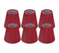 BAFOVY 6PCS Small Lamp Shades Mini Lamp Covers Tiny Lampshades Iron Cloth Fabric Lampshade for E14 Bulb with Classic High-End Style Good Light Transmission (A3 01 Wine Red)