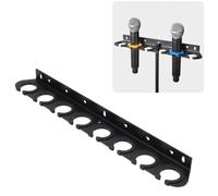 BAFOVY 8 Slot Multi Microphone Holder Microphone Storage Tray Organizer with Dual Mounting Wall or Stand and Wide Protective Sleeves for Studio Recording Podcasting Performances