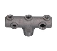 BAFOVY Air Compressor Switch Bracket, Cast Iron 6 Way Valve Connector Holder, 32mm Male Thread, Resistant Connection, Easy Installation, for Air Compressor Pressure Gauge Valve Setup