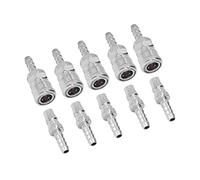 BAFOVY Air Coupler, Plated Stainless Steel Air Quick Connect Fittings 5 Sets 1 4 Male Thread SM PM 20, Manual Push Pull Install, Standard Fit for Compressors Auto Repair (5 * 8 Long Tail (SH+PH-20))