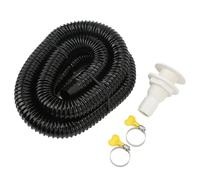 BAFOVY Bilge Pump Hose Fitting Bilge Pump Plumbing Kit Bilge Pump Installation Kit with 5ft Corrugated Spiral Hose 2 Stainless Steel Clamps Thru-Hull Fitting for Marine (Black 1 1/8in)