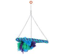 BAFOVY Bird Swing Cotton Rope Bird Climbing Toy with Iron Wire Ladder Stand 20 X 20 X 1.5 Cm 35 Cm Hanging Swing Toy for Parrots Parakeets Cockatiels Cage Use