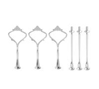 BAFOVY Cake Plate Stand Handle, 3 Set Silver Aluminum Alloy Hardware Fitting for 2 Tier Cupcake Tray, Fruit and Dessert Plate Display At Birthday Parties and Events