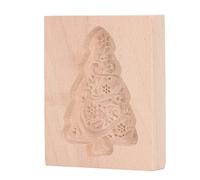 BAFOVY Carved Wooden Cookie Mold, Beech Wood Gingerbread Press Stamp Mold, Smooth Release Embossing Pattern Easy Cleaning for Cookies Biscuits Bread Chocolate Baking (Xmas Tree)