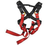 BAFOVY Children Harness, High Strength Polyester Safety Belt with Alloy Steel Buckles, Adjustable Leg Waist Rings for Rock Hiking Working Rescuing (Black and red large size (10-14 years old))