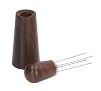 BAFOVY Coffee Stirring Tool Wooden Handle Coffee Distribution Needle 4 Arc Pins 130mm with Base for Home Barista Shop Grounds Mixing (Dark Brown)