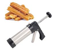 BAFOVY Cookie Press Maker Cookie Press Kit Biscuit Maker Stainless Steel Cookie Press with 16 Discs 6 Tips for Home DIY Baking Cakes Pastries, 8.5x2.3in