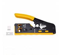 BAFOVY Crimp Tool RJ45 Pass Through Yellow Ratchet Crimper for Cat7 Cat6 Cat5e with Wire Stripper Cutter for Ethernet Solar PV Cable Network Tool Professional Grade