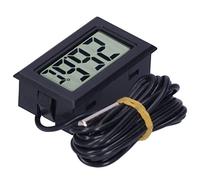 BAFOVY Digital Thermometer, ABS LCD Wired Thermometer 14 to 230 F, Clear Number Display, Compact Design, Accurate Temperature Measurement for Home Kitchen Refrigerator Aquarium (Black)