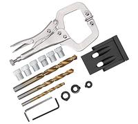 BAFOVY Electric Drill Punch Tool Aluminum Alloy Oblique Hole Locator 16Pcs 15° Pocket Hole Drill Bit Kit with 3 Bush Sizes for Woodworking Install Repair Users