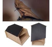 BAFOVY Handcrafted Bat House, Triple Chamber, Space for Whole Colony, Weather, with Grooves Inside, Sturdy Hooks, Bat Box