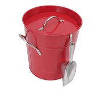 BAFOVY Ice Bucket Round Galvanized Sheet and Plastic Beer Chiller Bin 19.5 X 20.5 X 16 Cm Double Wall with Cover and Shovel for Bar Home Party Wine Storage (Red)