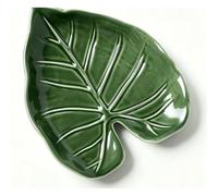 BAFOVY Leaf Shaped Spoon Rest Ceramic Spoon Holder Glossy Finish Heat Resistant for Kitchen Countertop Stovetop Decorative Green Leaf Rest (Ceramic)