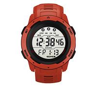 BAFOVY Mens Digital Sports Watch, Luminous Running Timer with Alarm Hourly Chime Weekday Display, for Men Students Outdoor Activities (Red)