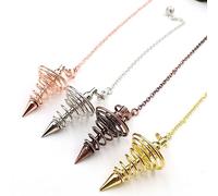 BAFOVY Metal Spiritual Pendulum, Chakra Pendulum Dowsing Pendulum with Spiral Chain for Divination Reiki Healing Dowsing Pendulum Boards Energy Work Chakra Balancing (Rose Gold)