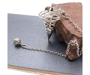 BAFOVY Metal Spiritual Pendulum, Chakra Pendulum Dowsing Pendulum with Spiral Chain for Divination Reiki Healing Dowsing Pendulum Boards Energy Work Chakra Balancing (White)