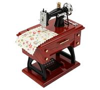 BAFOVY Mini Sewing Machine Music Box Wind Up Vintage Retro Mechanical with Drawer Small Size 1010 for Tabletop Decoration Home Office Desk Decor Birthday (1010 Mini Sewing Machine Music Box)