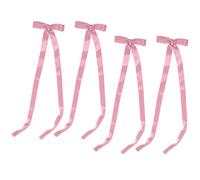 BAFOVY Non Slip Hair Clip Non Slip Grip Hair Clip Bow Rose Pink Ribbon Clips 4PCS Silk Like Polyester Bows with Flowing Tails for Women Girls Wedding Party (4pc)