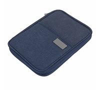 BAFOVY Passport Wallet Oxford Cloth Passport Holder with Hand Strap, Travel Document Organizer with Card Slots Zip Pocket Outer Pocket for Family Travel (Navy Blue)