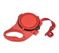 BAFOVY Pet Leash Plastic Small Dog Leash with Hollow Handle Storage and Foldable Bowl 23 X 17 X 5cm Nonretractable Rope for Walking Travel Feeding (Red)