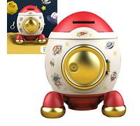 BAFOVY Piggy Bank, Cartoon Style Space Piggy Bank Money Bank Money Saving Jar Boys Girls, Design Carefully to Increase Storage Space, Enrich Your Own Small Treasury, and Buy (Romantic Pink Gold)