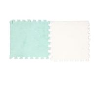 BAFOVY Plush Foam Interlocking Floor Mat 12-Piece Soft Fluffy Puzzle Foam Tiles Area Carpet with Non-Slip EVA for Home Playroom Bedroom Decor (Mint Green White)