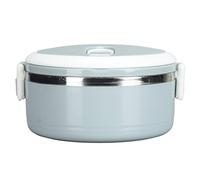 BAFOVY Portable Lunch Box, 304 Stainless Steel Thermal Lunch Box, Round Cylinder Container with Side Locks Vent Seal Handle, for School Office Outdoor Use (Blue)