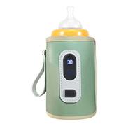 BAFOVY Portable USB Bottle Warmer, Heating Jacket with LCD Display and Adjustable Temperature for Baby on the Go (Green)