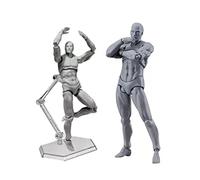 BAFOVY Premium Pvc Material Action Figure Model for Artists, Adjustable Poses Male Figure Body Doll with Head Sculpt, Multiple Uses Miniature Doll, Convenient Holder Muscle Male (Gray #13)