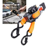 BAFOVY Retractable Ratchet Straps 2 Pack 1in X 10ft 300kg Auto Rewinding | S Hooks with Spring Lock, Heavy Duty Rubber Coating, Ideal for Hauling Motorcycles, Boats & Cargo