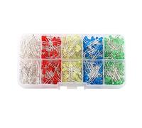 BAFOVY Round LED, 500pcs 3mm White Yellow Red Blue Green Assortment Diodes Kit, Lower Energy Consumption, Longer, Improved Physical Robustness, Smaller Size, and Switching, Great