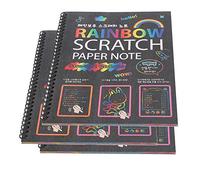 BAFOVY Scratch Paper Note Safe and Eco-Friendly Create Multiple Art Pieces Easy Scratch Painting Improve Drawing Skills Gorgeous Background Color Wood Paper Graffiti Notepad for Kids