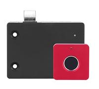 BAFOVY Smart Fingerprint Lock Aluminum Alloy Cabinet Lock 20 Fingerprints 0.5 Second Unlock USB Emergency Power for Drawer Cabinet Home Office Users (Square Aluminum Alloy Panel red)