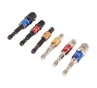 BAFOVY Socket Adapter Set Chrome Vanadium Steel Socket Wrench Adapter 6Pc Hex Shank Extension Set with Color Rings for Impact Driver Drill Air Screwdriver Mechanics
