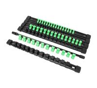 BAFOVY Socket Holder Organizer, 6 Pcs Socket Clip Rail Holder with Removable Clips, 1 4in 3 8in 1 2in Drive Organizer for Shallow Deep Metric SAE Sockets