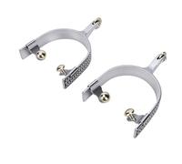 BAFOVY Stainless Steel Horse Spurs Brass Accents Unisex Riding Spurs with 2 Straps for Western Riding Training and Trail