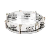 BAFOVY Tambourine 8in Double Row Jingle Bells， Adjustable Tone Handheld Drum with Thickened Drum Cavity and Tuning Capability for Beginners Percussionists (Transparent Color)