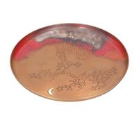 BAFOVY Tea Tray Red Copper Round Teaboard 7.5in Handmade Tea Cup Tray with Non Slip Foot Pads Shallow Plate for Kung Fu Table Teapot Cup Holder for Ceremony