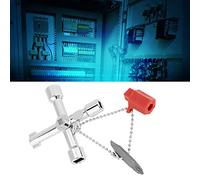 BAFOVY Universal Control Cabinet Cross Key Wrench Zinc Alloy Multi-Functional Emergency Tool, Durable and Excellent Workmanship, Compact and Convenient, Versatile Use, with Flat and