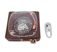 BAFOVY Vintage Turntable CD Player with Night Light Retro Record Player with Transmitter Receiver FM USB AUX A B Repeat Built in 2000mAh Battery