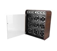 BAFOVY Watch Winder Box Wood 9 Slot Watch Winder with Bluetooth LED Light 5 Levels Adjustable Quiet 10dB Temperature Humidity Sensor for Automatic Collectors