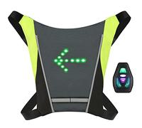 BAFOVY Wireless Remote Control LED Bike Pack，USB Rechargeable Reflective Safety Backpack with Turn Signal for Night Cycling Running (Grey)