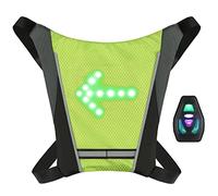 BAFOVY Wireless Remote Control LED Bike Pack，USB Rechargeable Reflective Safety Backpack with Turn Signal for Night Cycling Running (Yellow)
