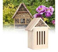 BAFOVY Wood Room, Natural Candlenut Material, House with Tubular Channels, Perfect for Attracting Bees and in Your Garden (C)